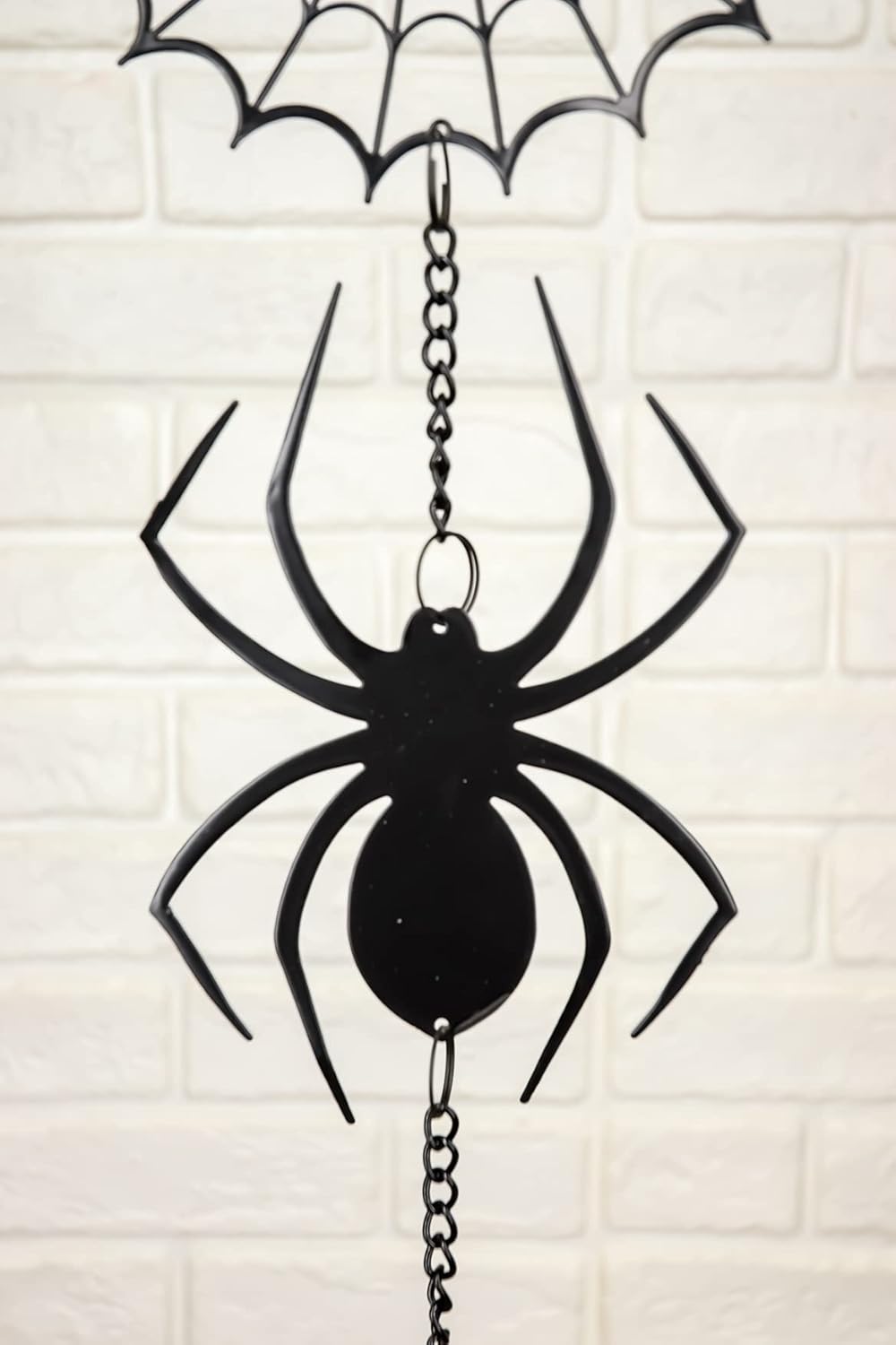 Ebros Gift Arachnid Spider Web Cobweb Black Coated Steel Metal Wall Hanging Wind Chime with Beads Home and Patio Decor Gothic Halloween Macabre Spiders Webs Mobile Noisemaker