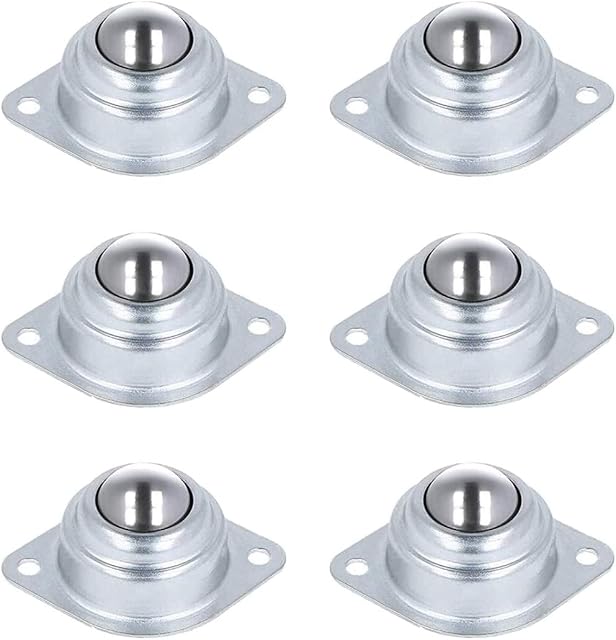 Transfer Bearing Casters,Tianher 6 Pcs Roller Ball Transfer Bearing Casters Unit Mounted Flange Metal Steel Universal Conveyor Transferring Wheel for Power Systems Processing and Packaging Machinery