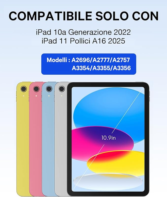 Earto iPad 10. Generációs Tok QWERTY Bluetooth Billentyűzettel és Touchpaddel - 10.9" (2022) - Levehető Billentyűzet, Apple Pencil Tartó, Fe
