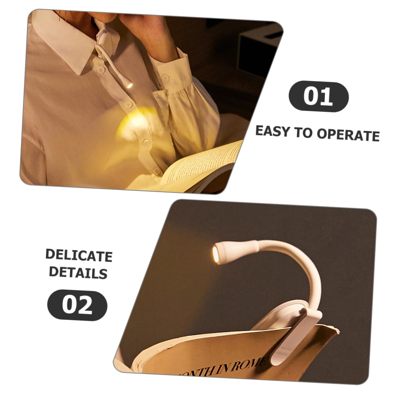 Yardenfun USB Rechargeable Clip Book Light Flexible LED Reading Lamp for Home Travel Eye Caring Night Light for Study Supplies Portable Design