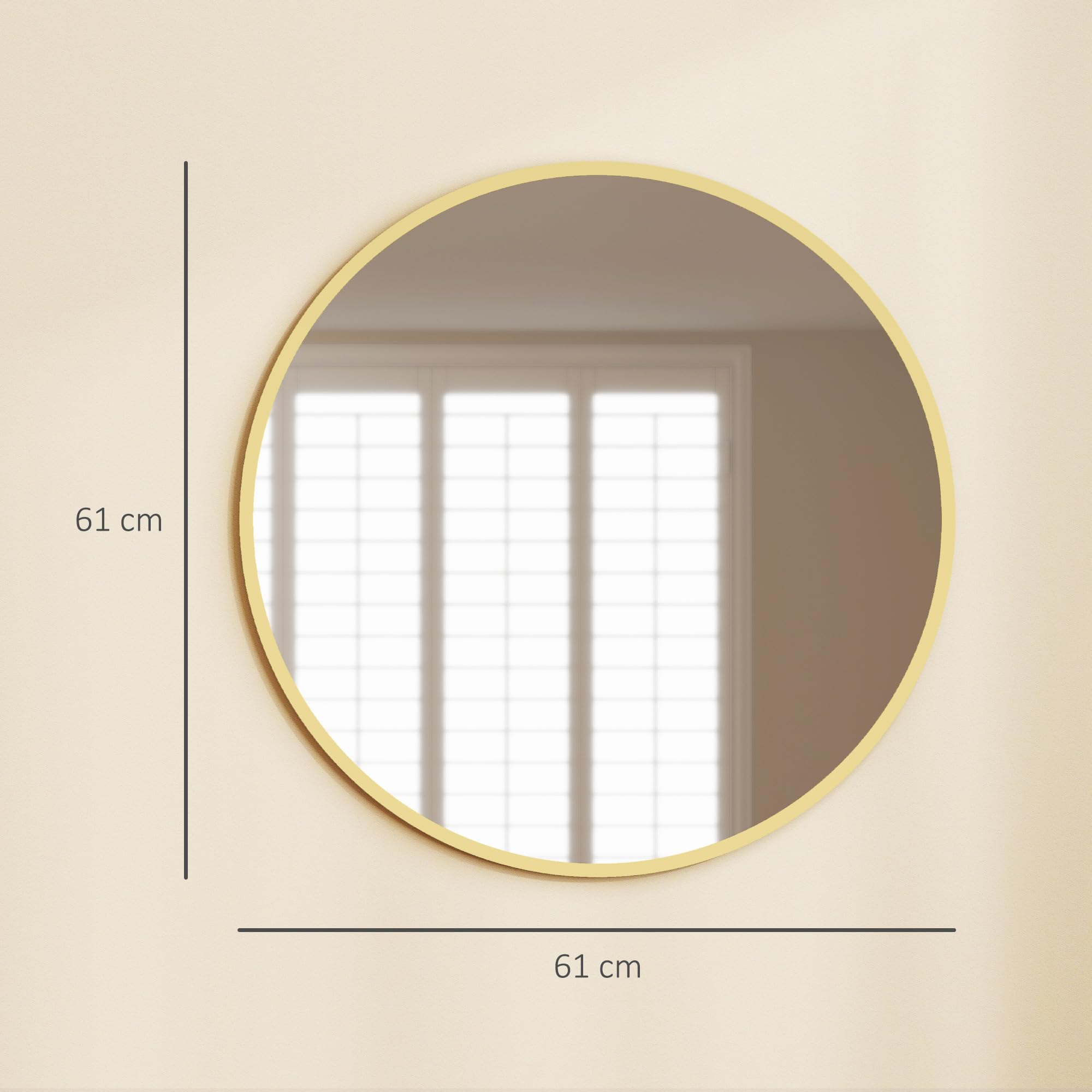 HOMCOM Espejo de Pared Redondo 61 cm baño Dorado
