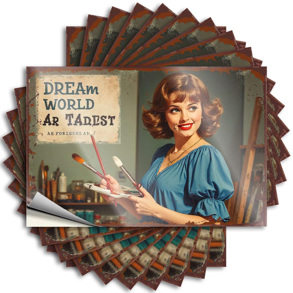Encouragement, Decal Bumper Artist Holding Brushes, Smiling in Art Studio. | Sports Backyard Accessories(8X12CM)