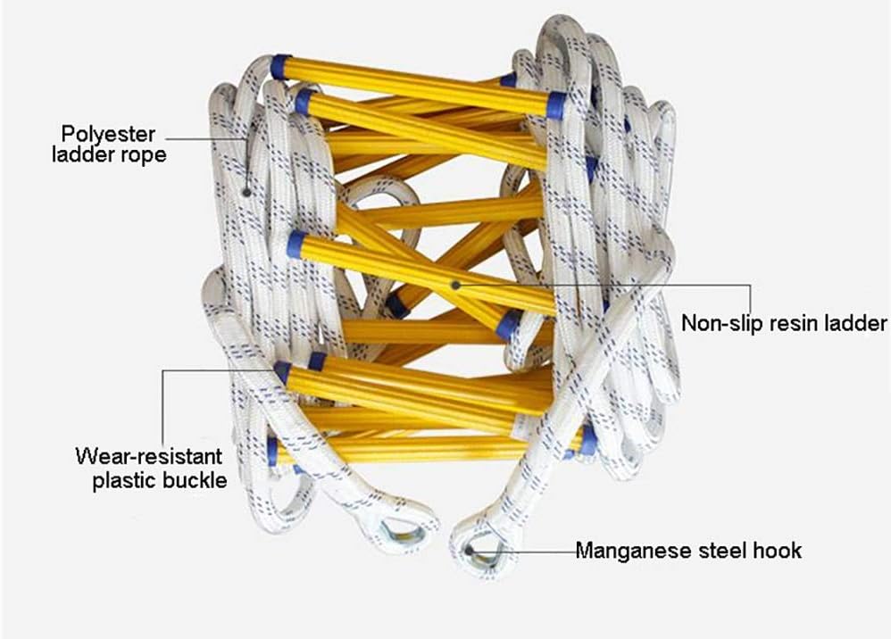 NEOCHY Fire Escape Ladders for 2/3/ 4 Story Homes, Adults Multiple Use Anti-Skid Rescue Rope, Self-Rescue Lifesaving Rock Climbing Escape/6M/20Ft - - 