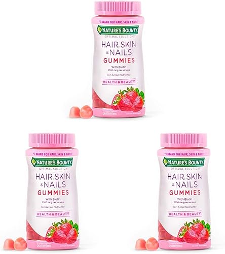 Nature's Bounty Vitaminas para la piel y las uñas con biotina y vitamina C Soluciones óptimas, gomitas para la piel del cabello y las uñas, sabor a