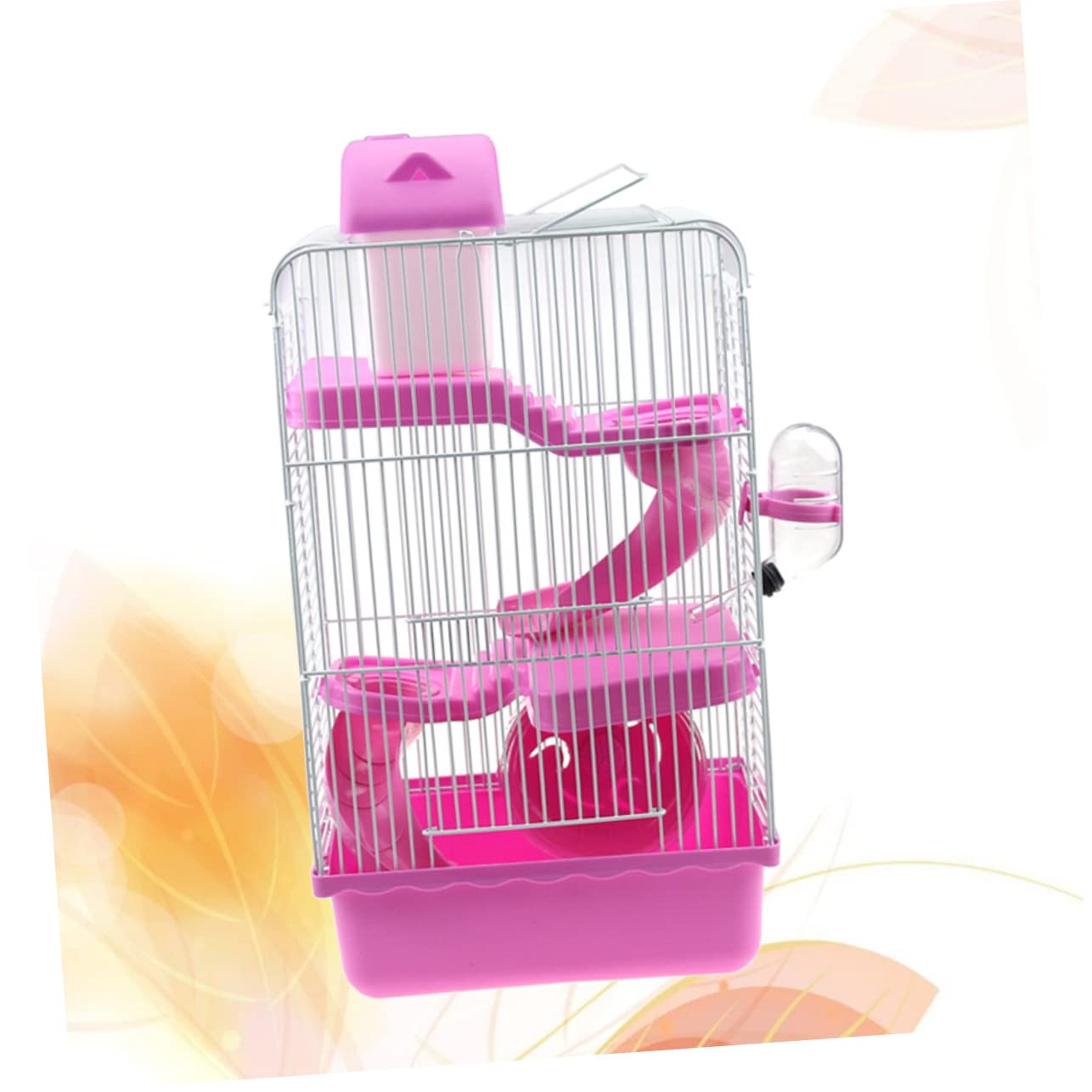 Sosoport Hamsterkäfig Dreistöckig aus Robustem Kunststoff mit Rutschendesign für Spielspaß Laufrad und Wassernapf für Kleintiere Chinchillakäfig Haustierhaus