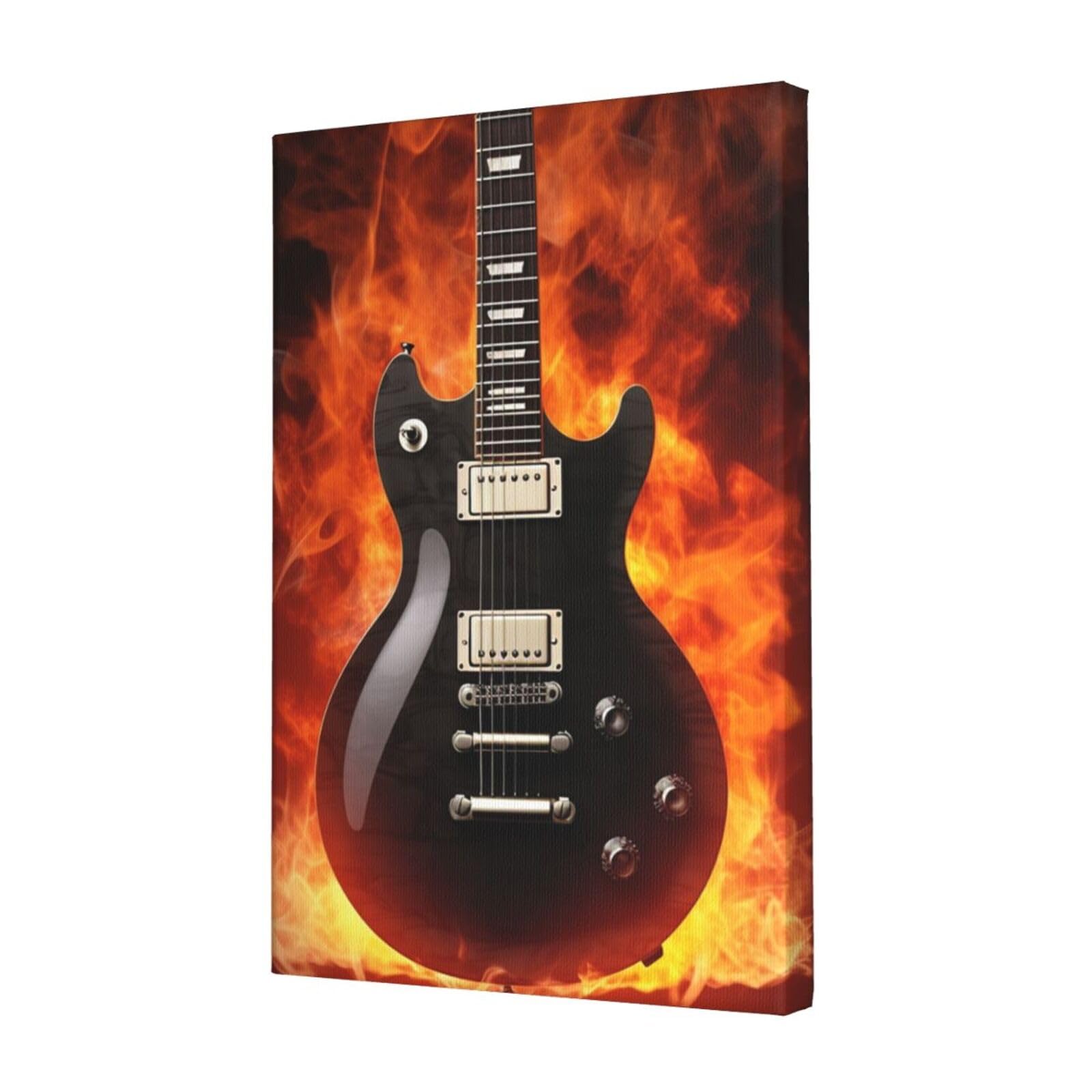 FodPand Rock Guitar Canvas Wall Art for Living Room Wall Decor 12"x18" Modern Artwork Painting Pictures Hanging Canvas Prints Aesthetic Wall Art for Bedroom Bathroom Office Wallart Decor