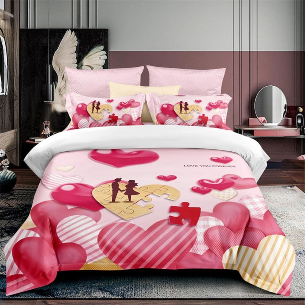 Housse de couette rose parure de lit 200x200 microfibre moderne