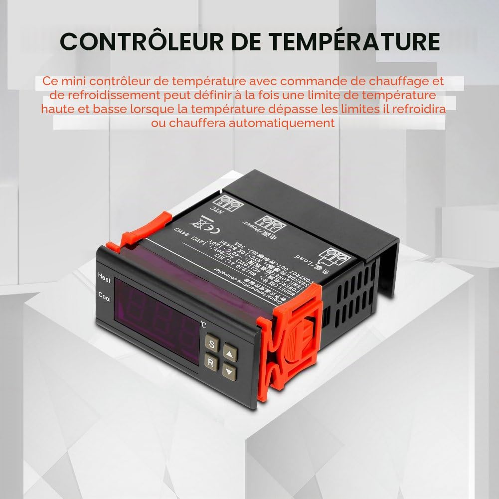 MH1230A AC220V 30A Contrôleur de température numérique d'affichage à LED avec capteur pour régler à la haute et la basse température(Gamme de contrôle de température : -40 ℃ à 120 ℃)