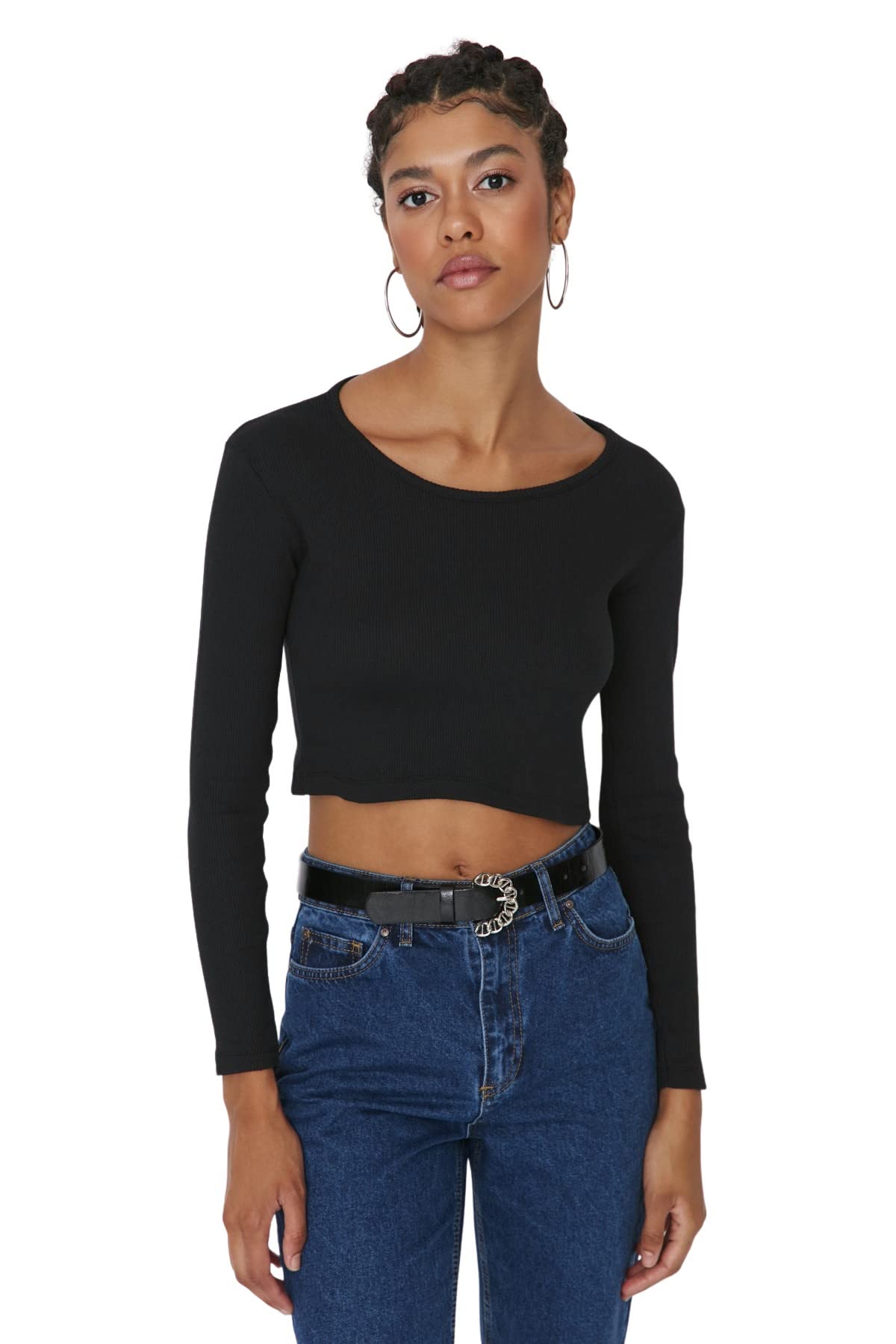 Trendyol Women Fitted Basic Boat Neck Knit Blouse