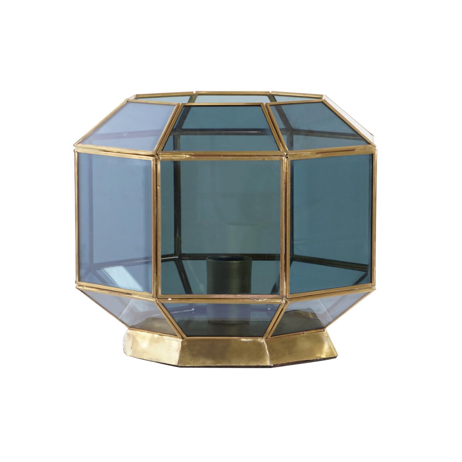 Lampe en cristal bleu et laiton au design contemporain
