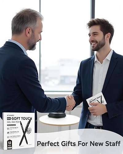 Miniatura 8 de Bolígrafos de gel negros, 12 bolígrafos de escritura suave de punta fina con 3 recambios adicionales, bolígrafos de tinta negra de secado rápido