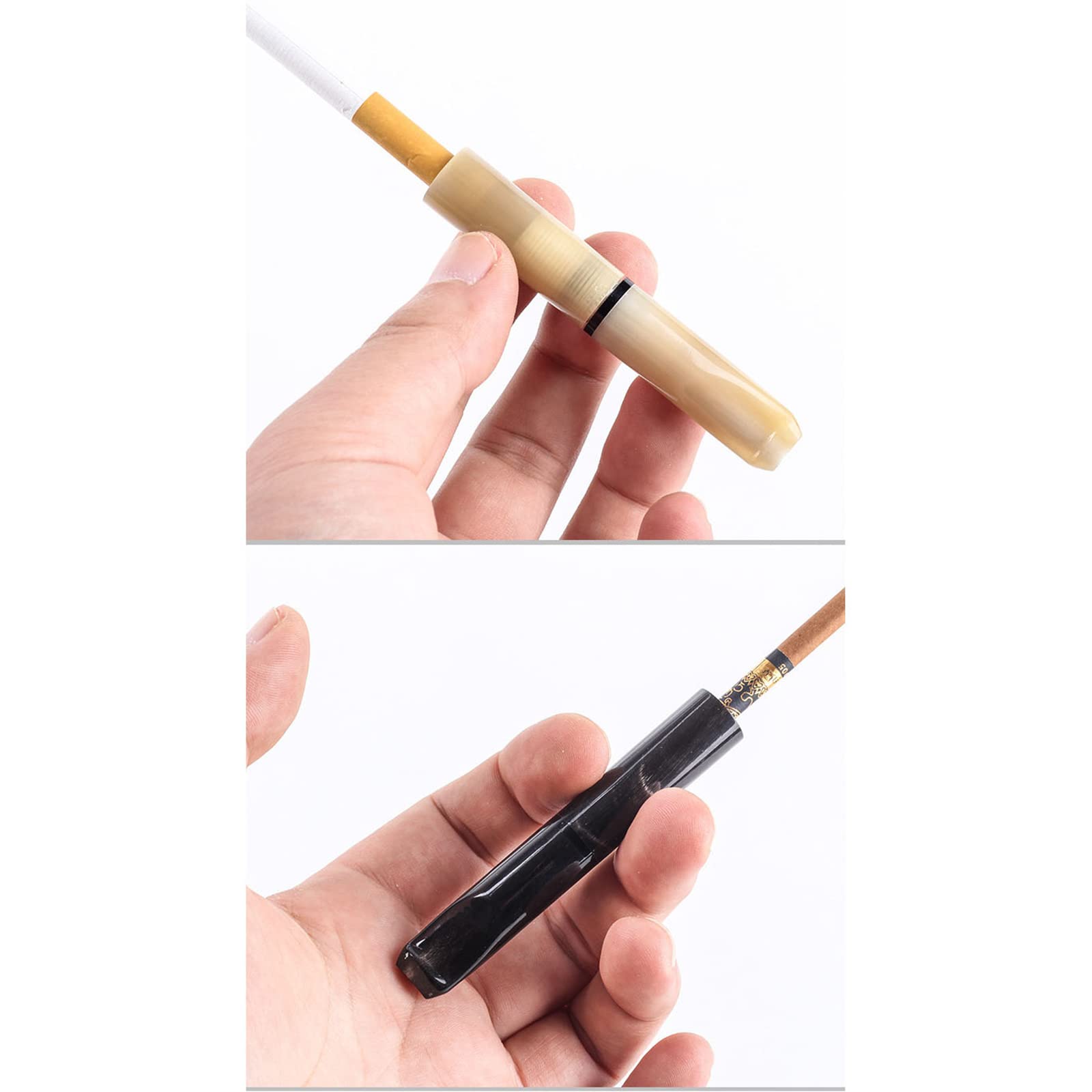 Bocchino con filtro a carbone attivo da 9 mm Bocchino da uomo in corno naturale giallo nero 2 pezzi