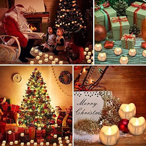 Led Tealight with Timer Battery-Powered Flameless Flickering Candles for Party, Festival, Valentine's Day Decoration 12pcs, Children & Pet Friendly, Warm White