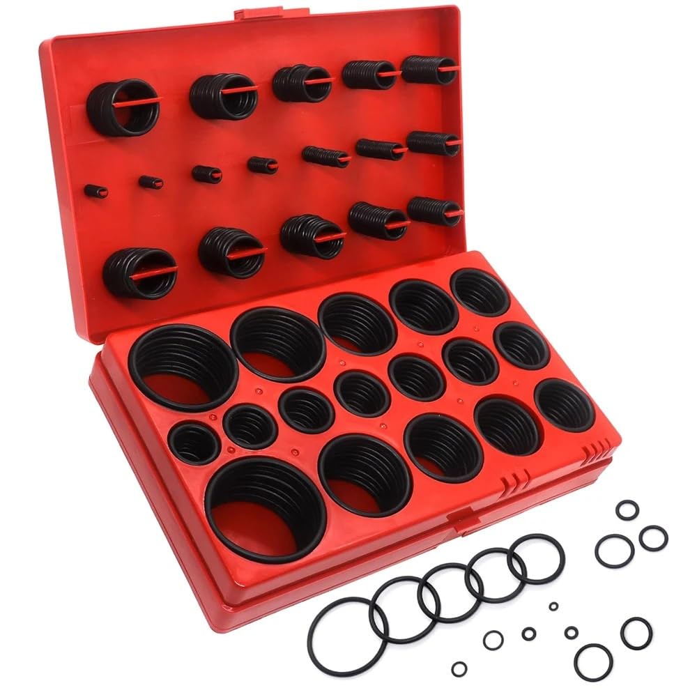 Junta del motor de la motocicleta Kit surtido de juntas tóricas goma Buna-N (419/225 piezas), 32 tamaños métricos, para reparación grifos y tuberías(419 PCS combo)