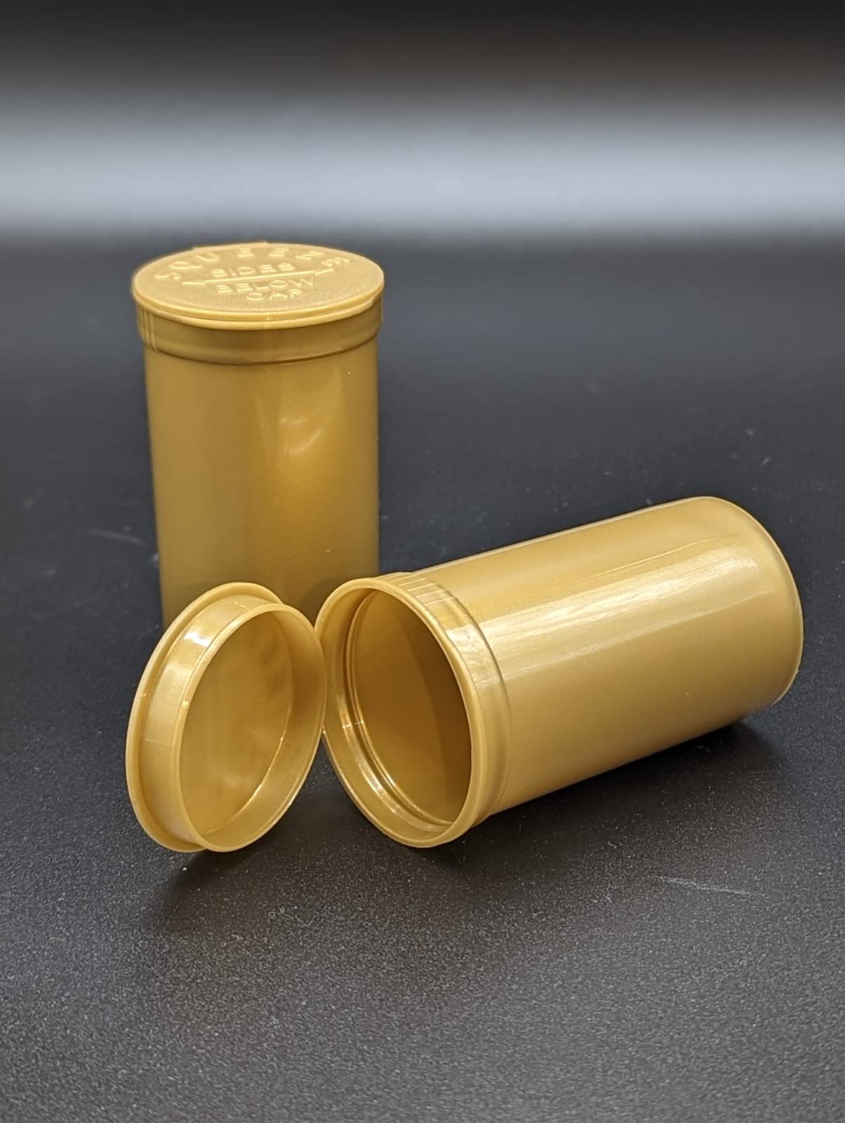 50 x 19 Drams Pop Tops vials 80ml Storage containers Herbs & Medicine Container, Squeeze containers (Gold)