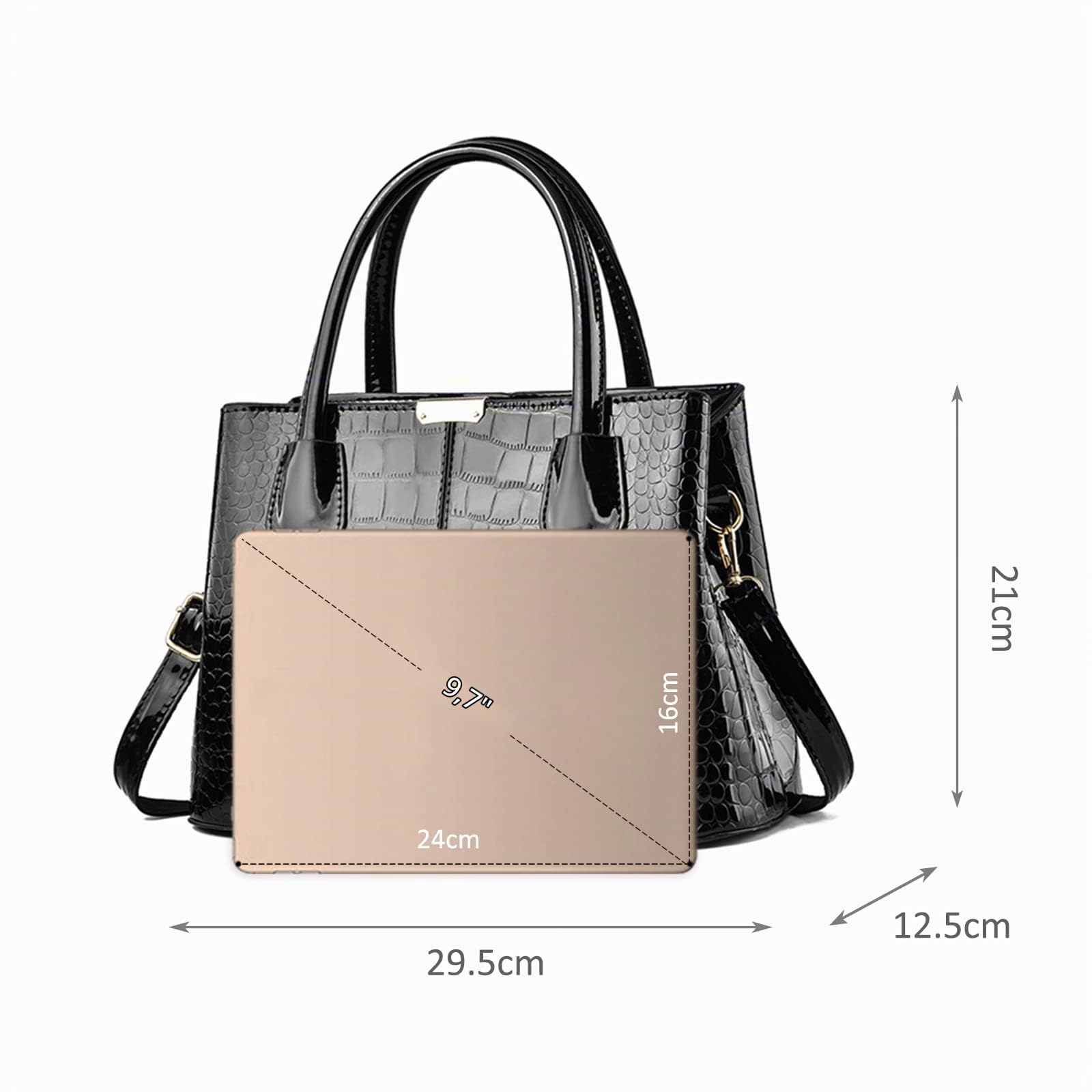 NICOLE & DORIS Bolsos de Mujer Bolso Señora Bandolera Casual Bolso de Mano de Cuero PU Bolso Hombro Bolsos Cruzados para Shopper y Oficinas Negro
