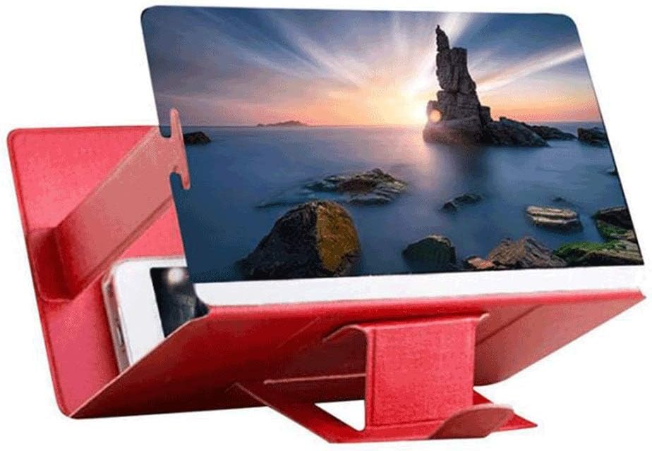 JJYPY Desktop Phone Holder Stand Universal Mobile Phone Screen Magnifier 3D Enlarger Magnifying Video Amplifier Projector Bracket (Color : Pink) (Red)