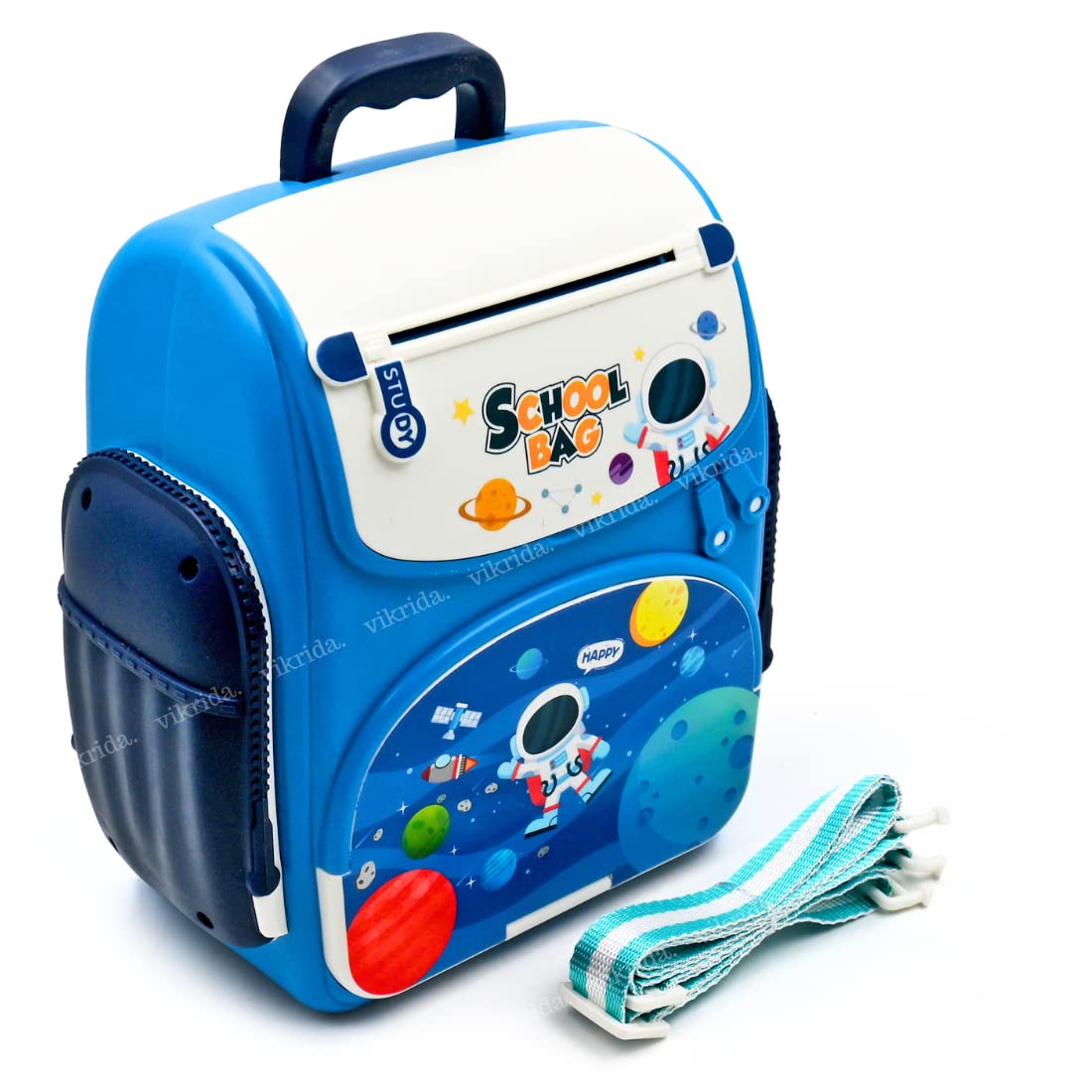VikriDA Mini Atm Modern Piggy Bank, Money Saving Bank For Real Money Cash Coin|School Bag Musical Money Safe Kids Piggy Savings Bank With Finger Print Sensor-Blue (B09M85QZVL) Amazon Price History, Amazon Price Tracker
