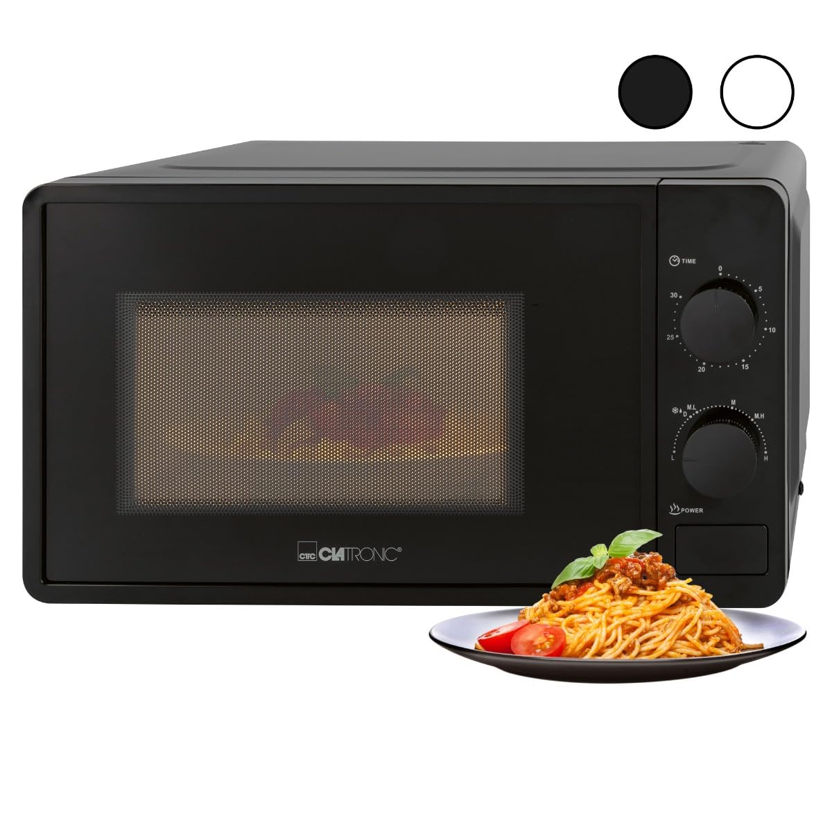Clatronic® Microonde, 700 Watt, 6 livelli, 20 litri, piatto girevole a 360°, timer con segnale finale, forno a microonde, MW 791, nero