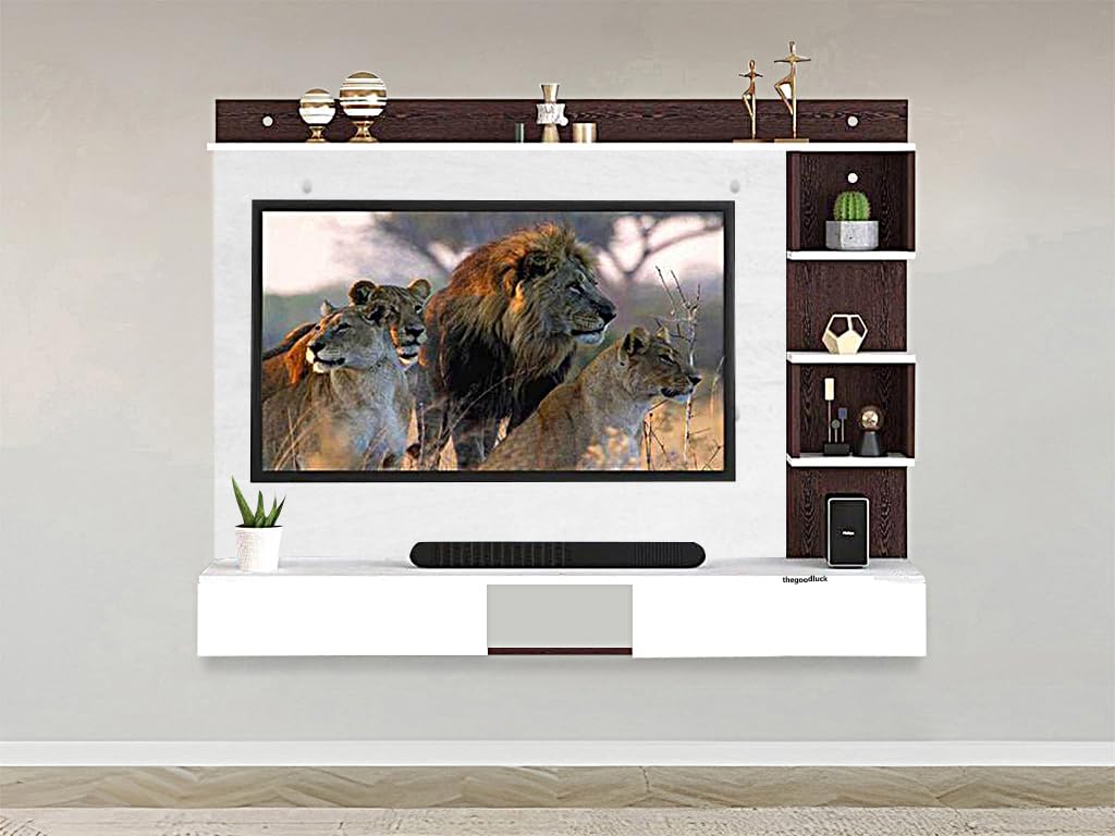 Lights Engineered Wood Tv Unit for Living Room, Bedroom Unit Cabinet Base Mount with Storage (D.I.Y) (White Board, 56-65 Inch)-image-47
