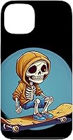 Vista 7 de iPhone 16 Cool Skeleton with Sweater on Skateboard for chilly Skater Case