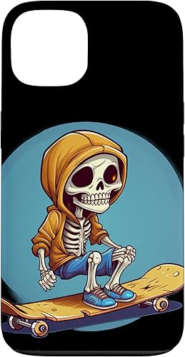 Miniatura 7 de iPhone 16 Cool Skeleton with Sweater on Skateboard for chilly Skater Case