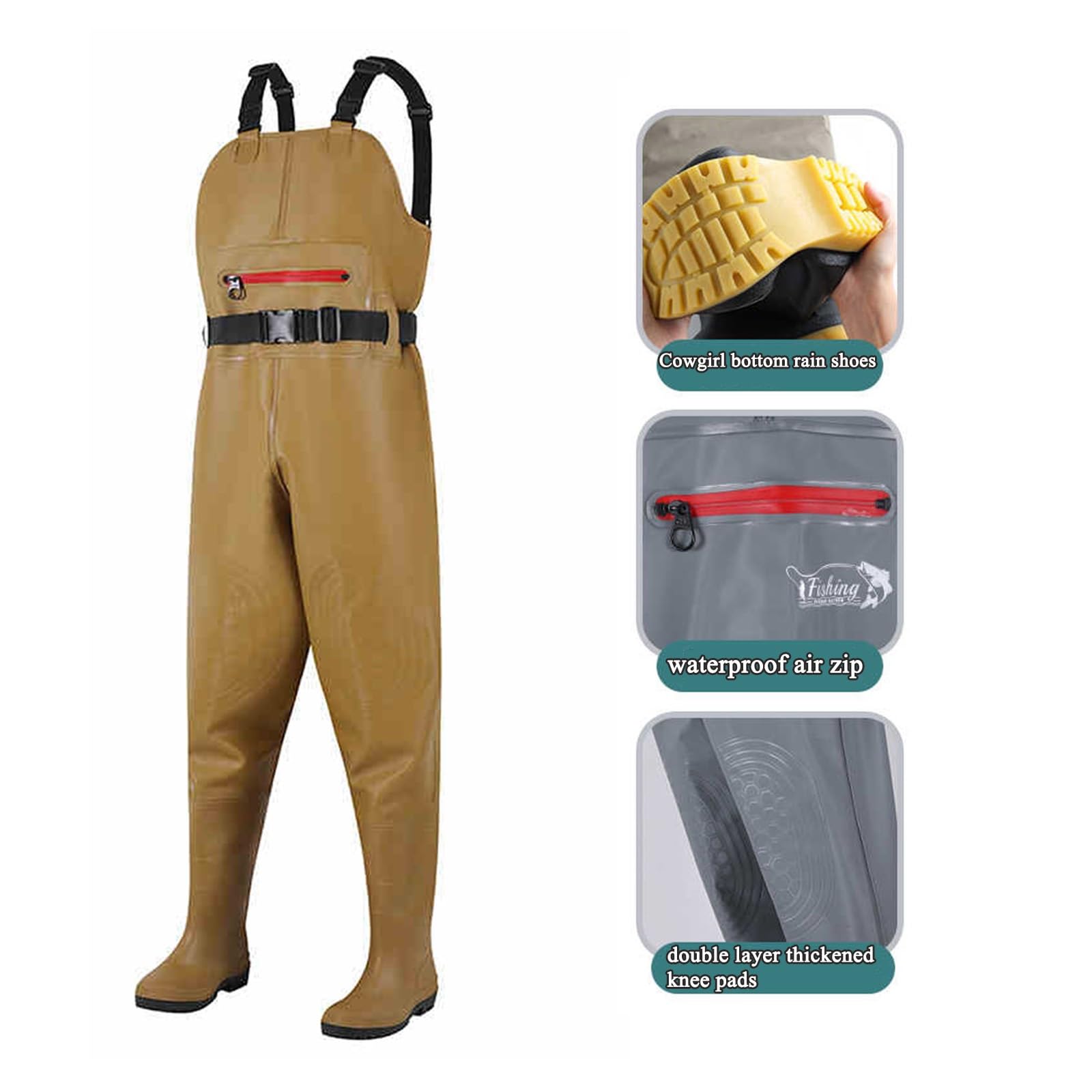 Vadeadores De Pesca para Hombre con Cinturón Resistente Al Agua Rodillas Reforzadas Vadeadores De Pecho Nylon PVC - Petos Talla 9 A 12(Style2,47)
