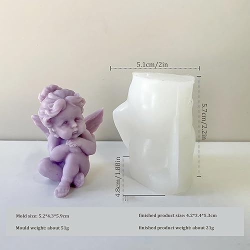 Miniatura 5 de Hoghaki Molde de silicona para velas de ángel lindo molde en forma de ángel molde para velas de ángel 3D molde para hacer velas molde para