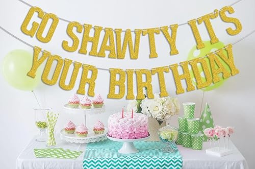 Miniatura 3 de Cartel de cumpleaños Go Shawty, decoraciones de fiesta de hip hop, decoración de cumpleaños con temática de rap, suministros divertidos para fiestas