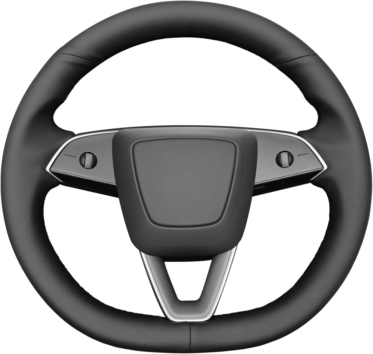 Custom Hand Stitched OEM Black Genuine Leather Suede Steering Wheel Cover for Tesla Model 3 Highland 2024 Interior Accessories