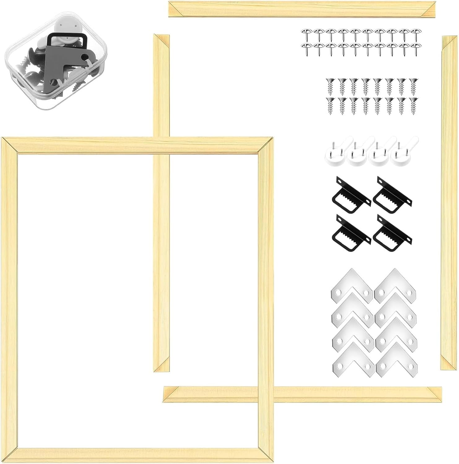 DoubleFill 2 Pack 12x16 Inch DIY Canvas Stretcher Bars Canvas Frame Wood Frames Kit Easy to Assemble for Prints, Posters, Oil Painting, Painting, Embroidery Stitch and Needlepoint Arts