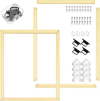 DoubleFill 2 Pack Canvas Stretcher Bars, 12x16 in, Wood Frame Kit | DIY Canvas Frame, Easy to Assemble, for Prints, Posters, Oil Painting, Embroidery, Needlepoint Arts