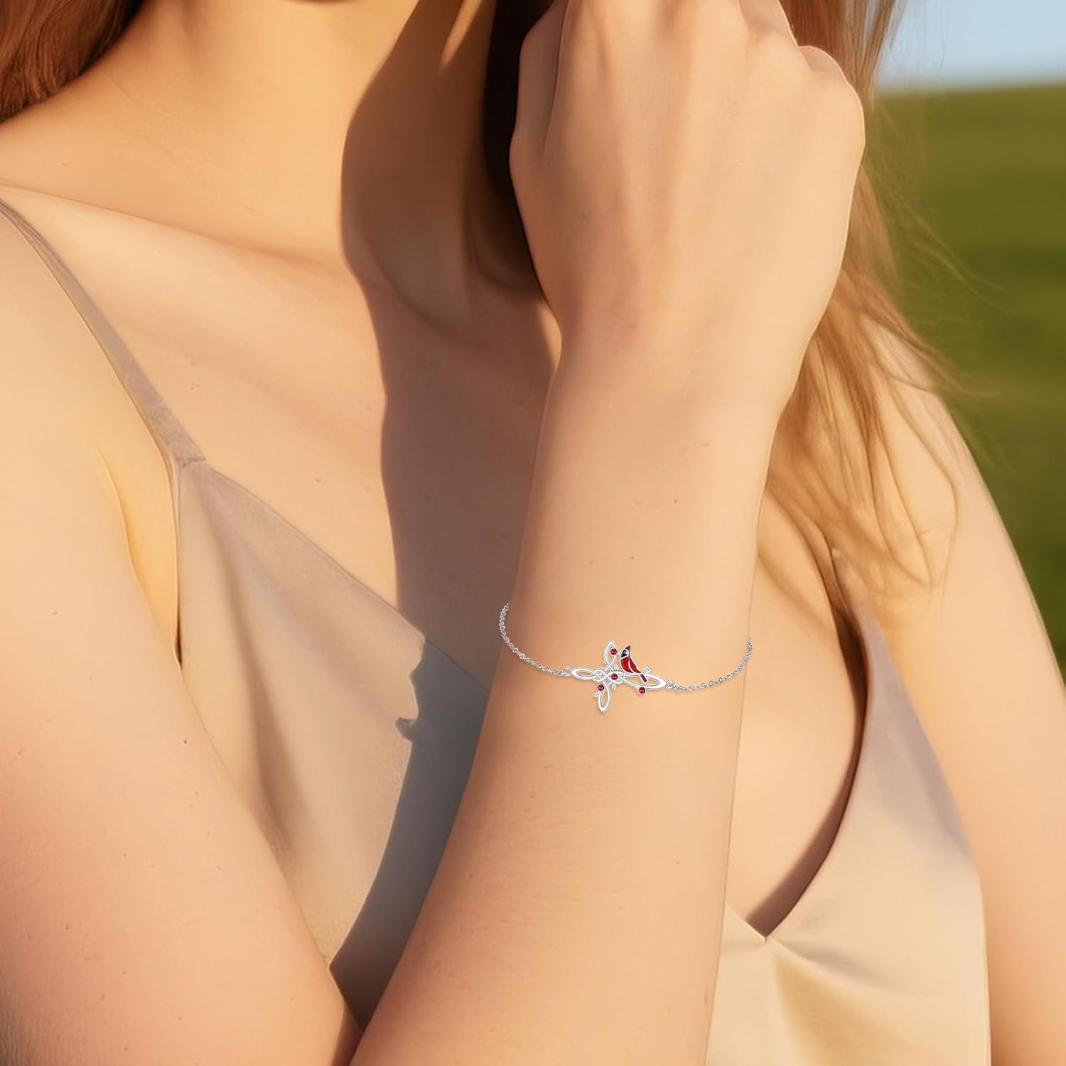 Cardinal Cross Bracelet 925 Sterling Silver Cardinal Bracelet Jewelry Gift for Women - Image 4