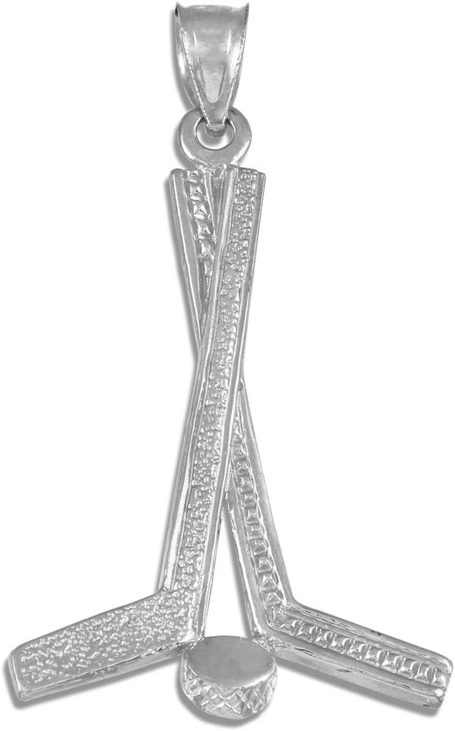 Claddagh Gold 925 Sterling Silver Hockey Sticks Sports Pendant