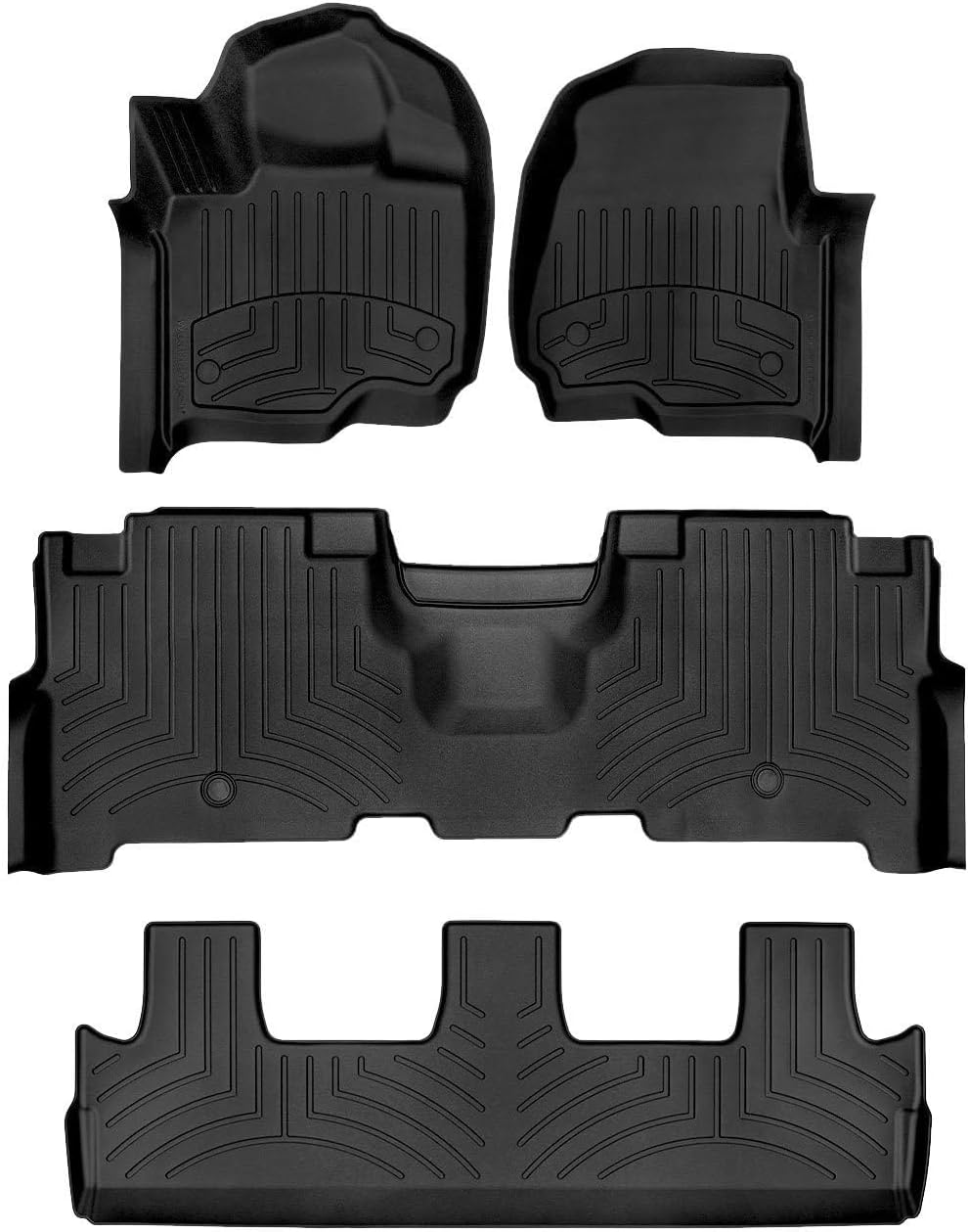 WeatherTech FloorLiner HP Custom Fit Floor Mats for Lincoln Navigator L, Expedition Max Full Set (441295-1-2-3IM), Black