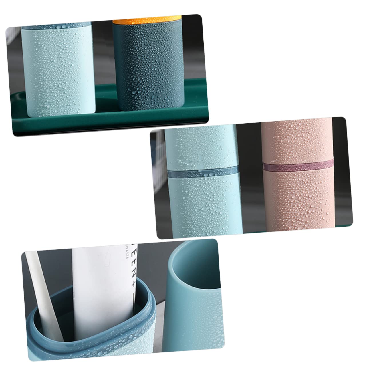 Ipetboom 4pezzi Porta Spazzolino e Tazza Da Viaggio Contenitore Per Igiene Design Compatto e Portatile Per Uso Domestico e Viaggi Bianco