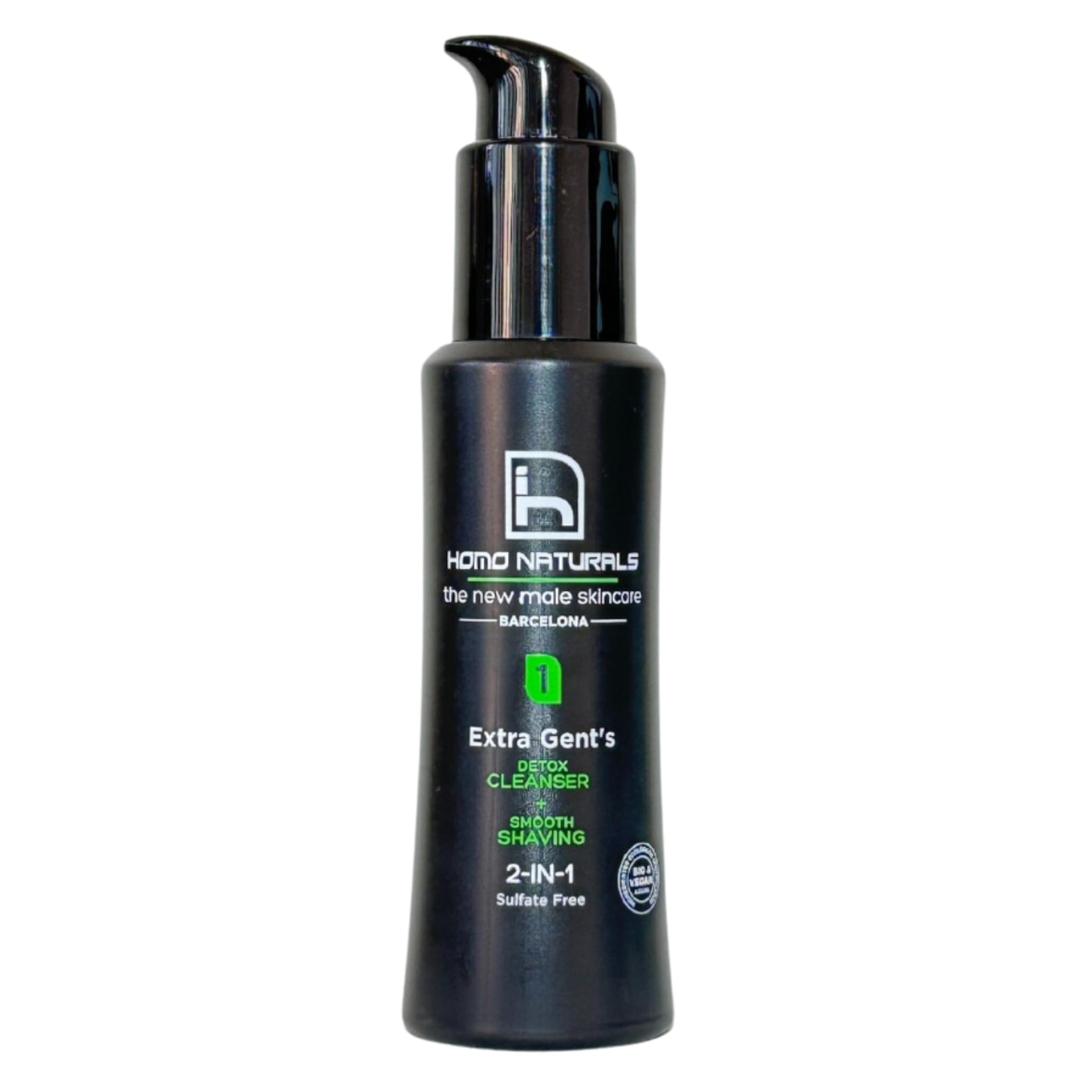 Homo Naturals Limpiador facial hombre Natural - 2en1 Limpieza facial + Crema para afeitar - Jabón cara hombre - Rutina diaria masculina con efecto Detox - 70ml