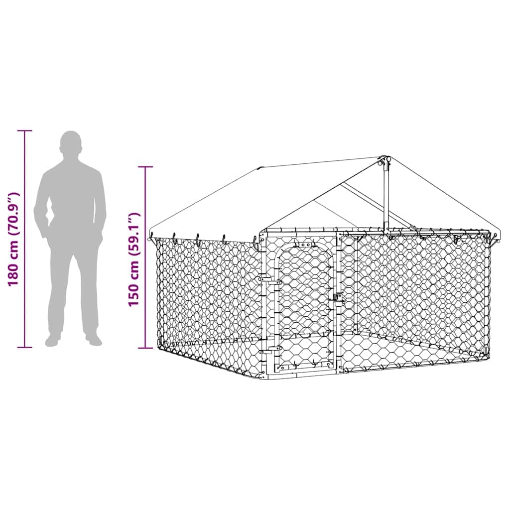 vidaXL Perrera de Exterior con Techo 200x200x150 cm Jaula Cachorro Mascota