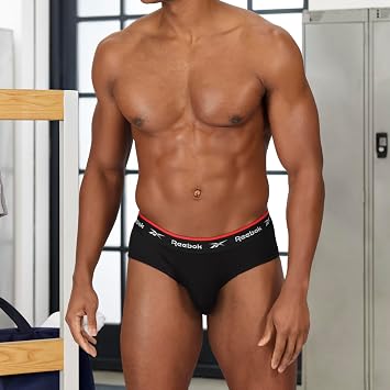 Reebok Wiggins Mens Briefs | Pack of 3 Sports Briefs, Breathable & Stretchable Underwear for Men | Underwear Multipack, Black/White/Grey, L
