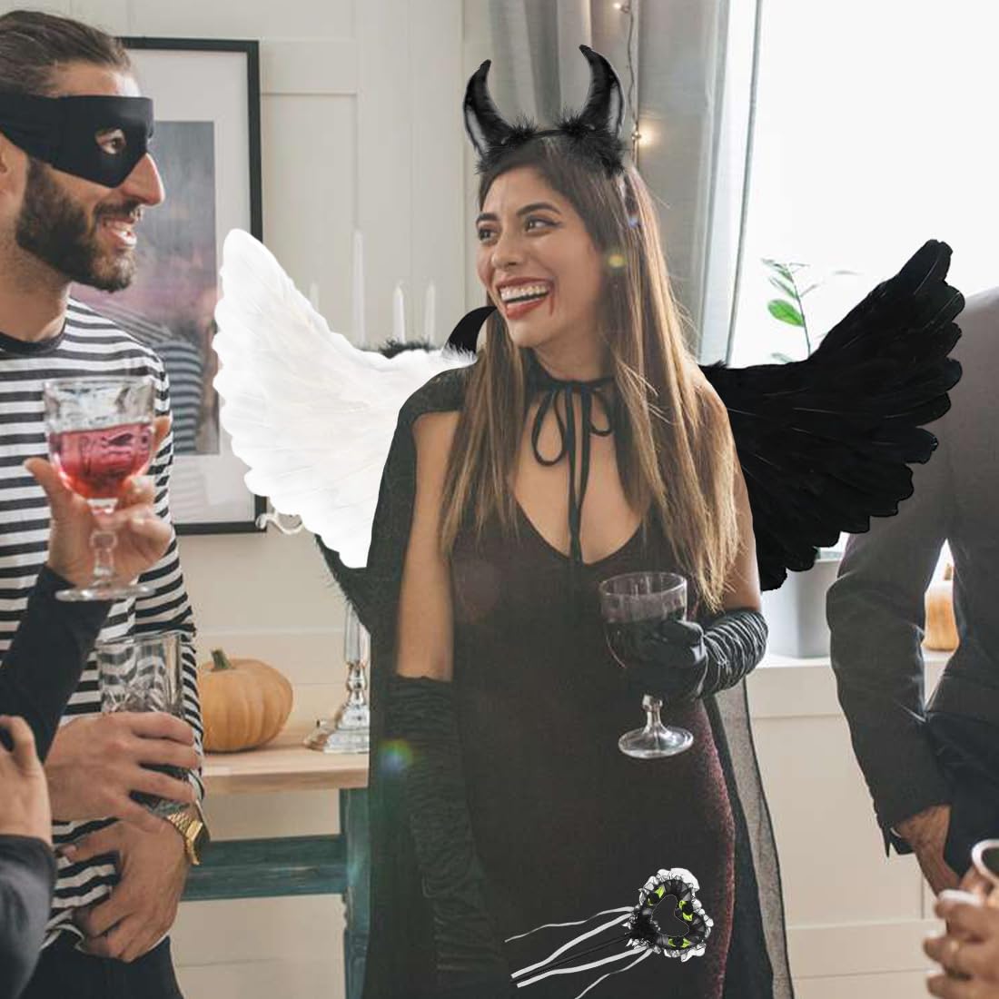 Aureola Angelica Con Piume - 2 Pezzi Per Costumi Halloween E Natale - Foto 9