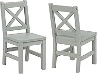 Vista 7 de eHemco Silla infantil con respaldo en X de madera maciza, color café, juego de 2