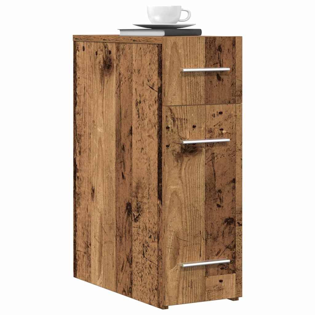 Armadio per farmacie, in legno anticato, 20 x 45,5 x 60 cm, con 3 cassetti e scomparti, armadio multiuso per soggiorno, ufficio, corridoio, spazio e soluzione di ordine con maniglie in metallo