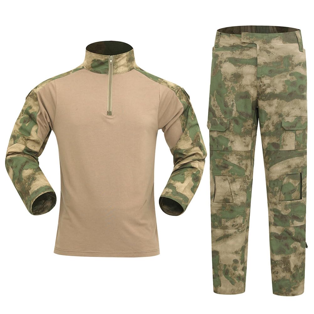 Tarnanzug Herren Airsoft Paintball Tactical Shirt und Combat Shirt Taktische Hose Softair Uniform Set Militär Anzug Männer Outdoor Camouflage Jagdbekleidung
