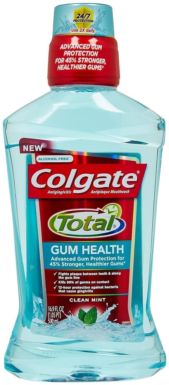 Colgate Total Gum Health Antiplaque Mouthwash, Clean Mint 16.90 oz (Pack of 4)