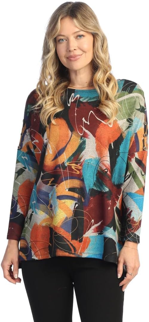 Jess & Jane French Brushed Knit Safari V-Neck Tunic - FB9