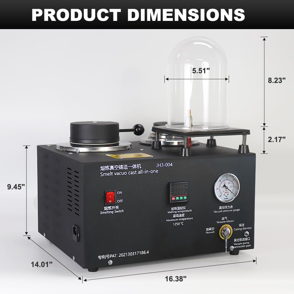 2KG Vakuumgussmaschine Schmuckschmelzmaschine Digitalanzeige Hochtemperatur-Raffination Edelmetallschmuckguss Gold Silber Siamesische Gießmaschine