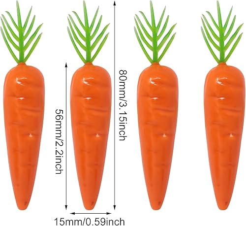 Miniatura 2 de Honbay 50 piezas de mini zanahorias artificiales de espuma, modelos de zanahorias pequeñas falsas, conejo, zanahorias y verduras para manualidades,