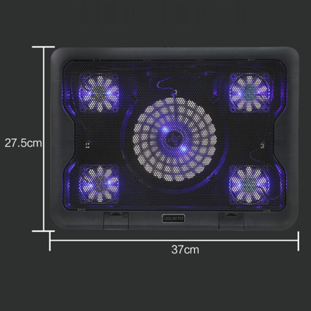 DOITOOL Base de Refrigeración en Metal Negro para Portátil 5 Ventiladores LED, Soporte Portátil Ajustable y Antideslizante para Decoracion Verano