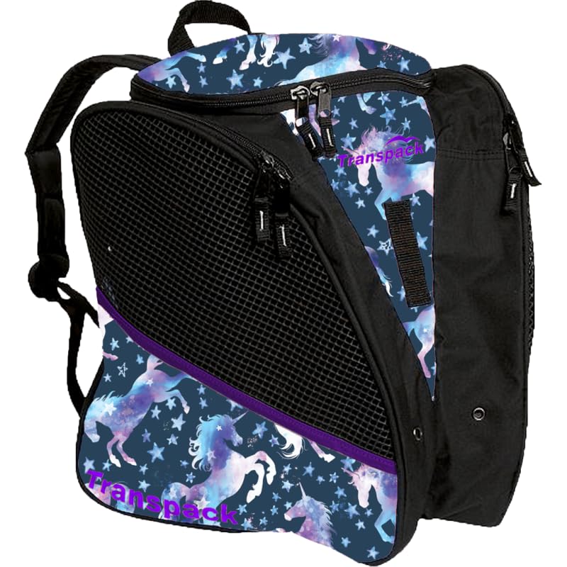 Sac à dos patinage TRANSPACK Ice imperméable avec compartiments patins et motif licorne