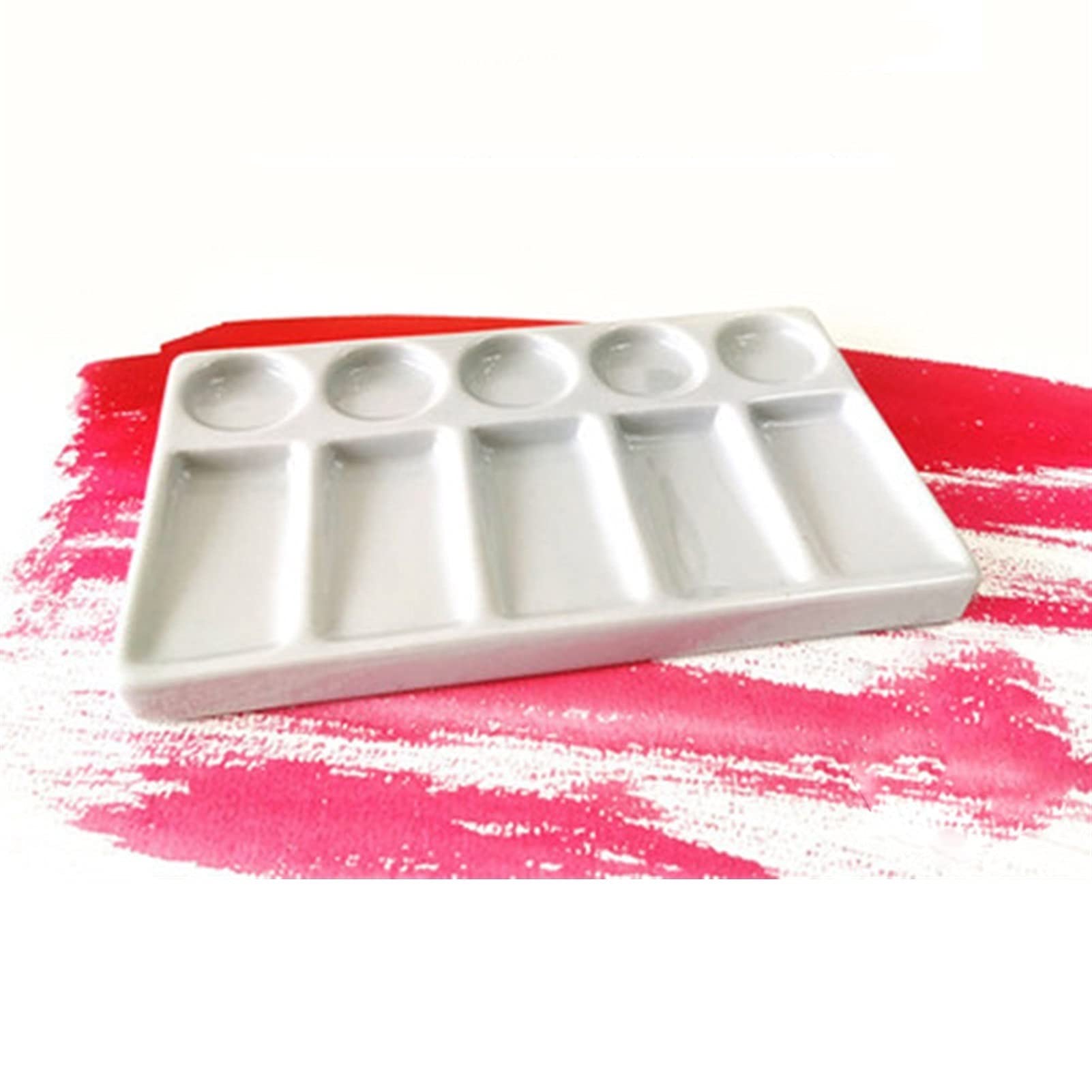 1 sztuka ceramiczna taca do malowania artystycznego do malowania akwarelowego, materiały artystyczne (Bianco)